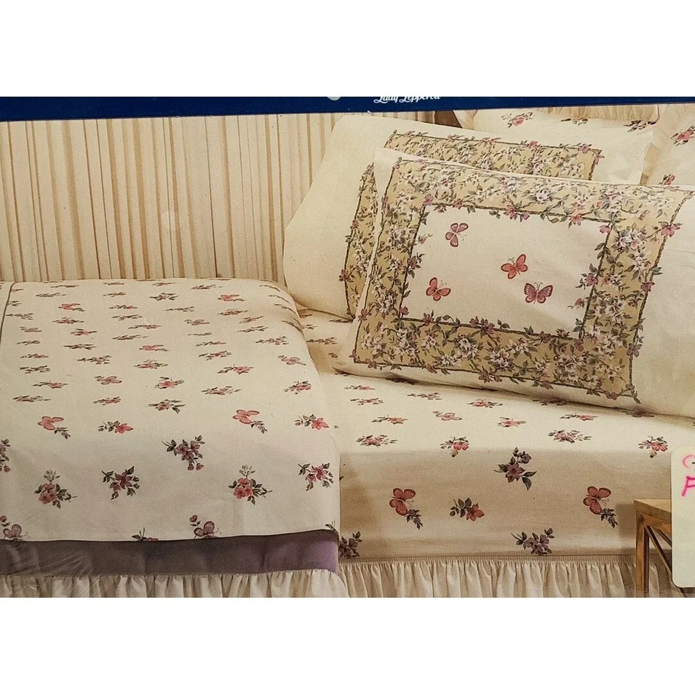 Vtg Lady Pepperell No Iron Percale Twin Flat Sheet Pretty Floral Made USA NOS